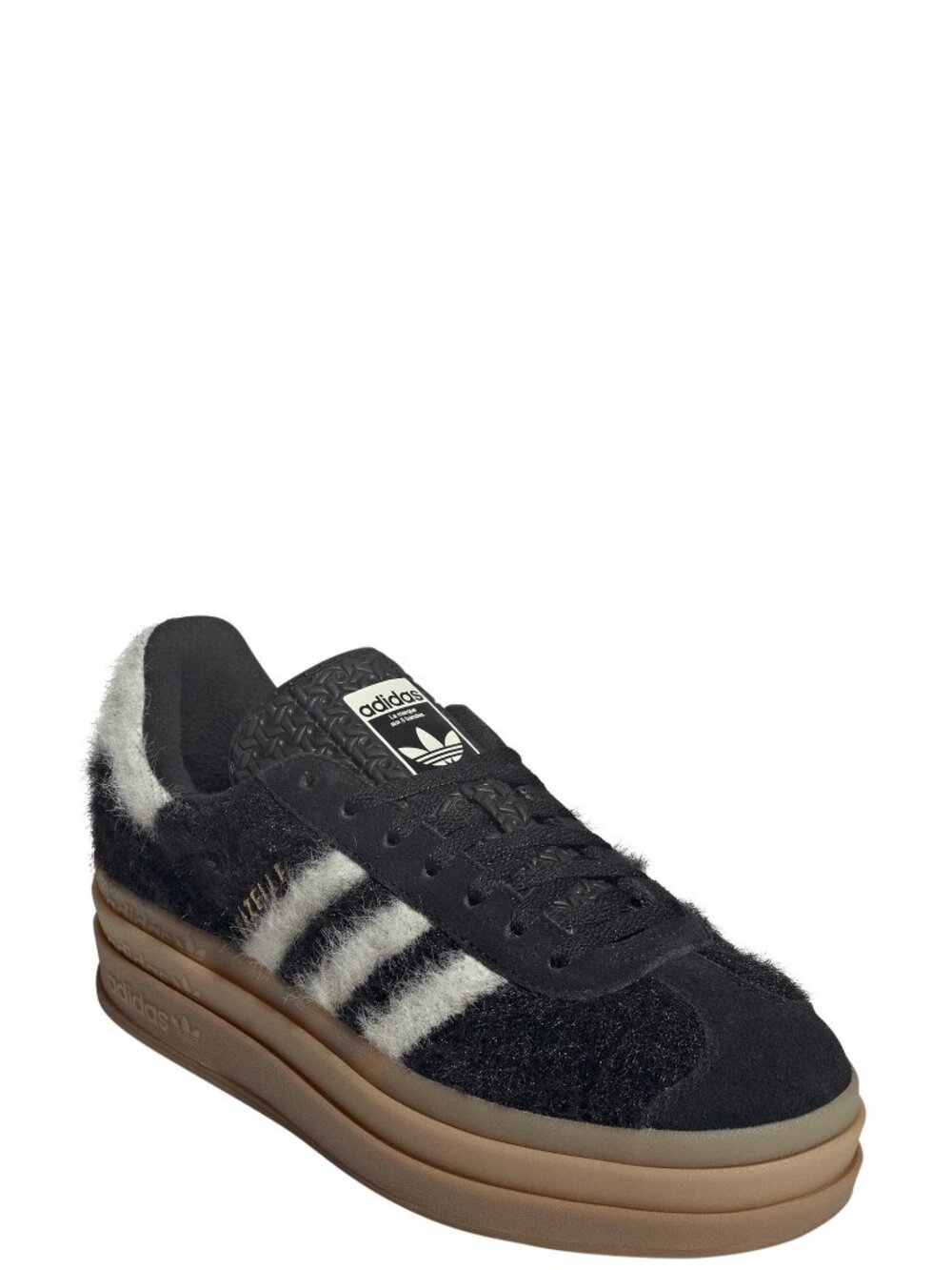 NEW ADIDAS Gazelle Bold platform sneaker black cream white gold women size 8.5